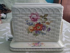 Rare Porcelain Art Deco Wild Flower Basketweave Toaster WORKS 1930s Grandmacore picture