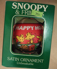 Vtg 1980s Determined Production Snoopy & Woodstock Satin Tree Ornament *Unused picture
