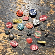 Antique Tobacco Advertising Pin Button Lot IBEX Navy CIO Seal GTW c1910s Vintage picture