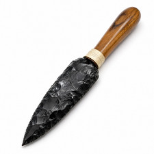 Black Obsidian Crystal Athame Dagger 10 Inch Ritual Altar Knife Gift picture