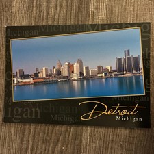 Detroit Michigan Detroit Center Renaissance Center Waterfront Skyline Postcard picture