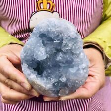 1.87LB Natural Beautiful Blue Celestite Crystal Geode Cave Mineral Specimen 199 picture