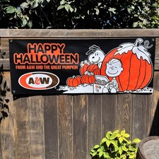 Snoopy A&W Halloween Banner 4FT – Vintage Style Great Pumpkin Root Beer Ad picture
