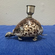 BINAZZO FORESTO Vintage 70’s Real Shell Turtle Sculpture Candle Holder RARE ART picture