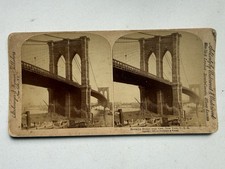 1895 Brooklyn Bridge NYC Strohmeyer Wyman Antique Stereoview Stereograph Photo picture