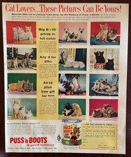 1956 PUSS n' BOOTS Cat Food Vintage Print Ad picture