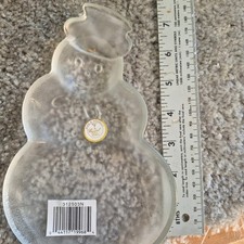Crystal Clear Frosted Glass Snowman Trinket Dish Christmas Holiday 312503N picture