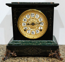 Antique Seth Thomas Adamantine Faux Marble Mantel Clock 8-Day, Time/Strike (S#4) picture