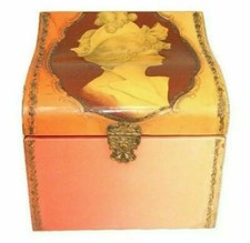 Antique Vintage Victorian Collar Box Dresser Celluloid Vanity Roll Top Portrait picture