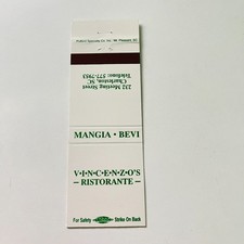 Vincenzo's Ristorante Charleston SC Vintage Matchbook Cover 4MB109-1 picture