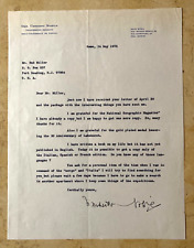 VERY RARE ARCTIC EXPLORER ' UMBERTO NOBILE ' AUTOGRAPHED TYPED LETTER ROME 1975 picture