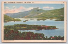 Black Mountain Narrows Lake George NY Linen Postcard 1939 picture