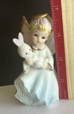 VTG ... LEFTON...ANGEL FIGURINE...w  Bunny  4.75” #3373 Orig.Label picture