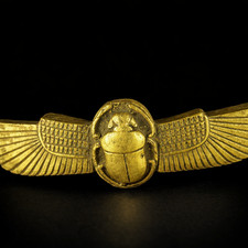 Rare Ancient Egyptian Winged Scarab Stone Statue Pharaonic Antiquities Bc picture