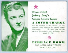 1930's-40's JOHNNY LONG BANDLEADER SONG REQUEST CARD TICKET HOTEL NEW YORKER picture