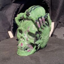 2.2LB Natural Zoisite Quartz Skull Hand Carved Crystal Skull Model Gift picture