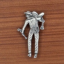 Vintage Levi Strauss Sterling Silver Saddleman Cowboy Employee Award Pin Rare picture