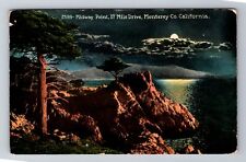 Monterey CA-California, Moonlight, 17th Mile Drive, Vintage c1917 Postcard picture