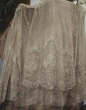 Set 5 Superb Antique 1800's Victorian Cornely Lace Curtain Panels Tea Color picture