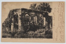 Vintage 1917 Postcard Old Spanish Mission New Smyrna Florida Ruins Overgrown picture