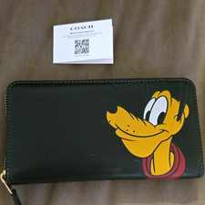 Coach Disney Pluto Large Zip-Around Wallet Black/Yellow/Red Color picture