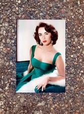 Elizabeth Taylor Emerald Green Dress White Fur 1950 4x6 Photo Lustre Print picture