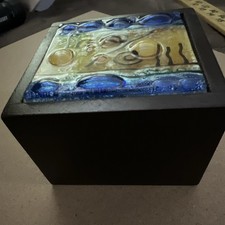 Pampeana Mythos Fused Glass Hinged Trinket Box Handmade Ecuador Recycled Art 3” picture