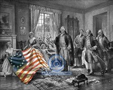 PRESIDENT GEORGE WASHINGTON AND BETSY ROSS AMERICAN FLAG PATRIOTIC 8X10 PHOTO picture