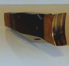 Vintage LockBack Folding Pocket Knife Brass Steel Pakistan Hand Made Knife picture