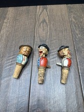 Lot Of 3 Vintage ANRI Carved Wooden Bottle Stoppers picture