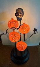 90s Poppy Industries Lite-Flo Halloween Table Lamp Skull Pumpkins Bats WITH BOX picture