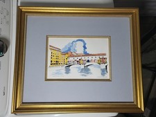 Bernard Corday Porto Vecchio, Firenze Water Color Painting 2014 Used 16x20 8x12 picture