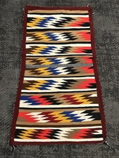 Native American Rug Tapestery Weaving Eye Dazzler Vintage Navajo 37x21 picture