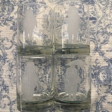 RARE Abercrombie & Fitch / London Owl Company Old Fashioned Etched Glasses Setx4 picture