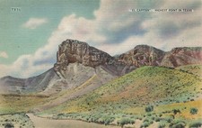 EL CAPTAIN HIGHEST POINT IN TEXAS POSTCARD BETWEEN EL PASO TX & CARLSBAD NM '30s picture