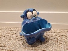 Kreiss & Co. Psycho Ceramics Blue Big Mouth Figure Ashtray Trinket Dish Vintage picture