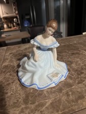Royal Doulton Marjorie HN2788 Bone China Woman Figurine White Blue 1979 picture