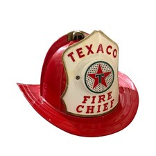 Vintage 1960s Texaco Fire Chief Helmet Brown & Bigelow USA Toy Hat Parts Repair picture