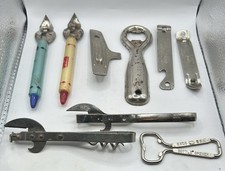 9 Vintage Kitchen Bar Bottle Openers Lot EKCO Lid Flipper Yankee Novelty Pen OK picture
