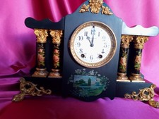 Seth Thomas Adamantine Mantel Clock with Floral Columns c.1899 picture