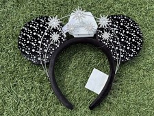 RARE SOLD OUT Disney Minnie Ears Headband Black Silver Rhinestones. picture