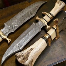 Custom Handmade Damascus Steel 15 Inches Bowie Knife - Hunting Knife Bone Knife. picture