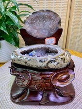 4.96LB Natural Agate Quartz Cluster Crystal Cornucopia Specimen Reiki+Stand picture