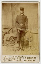 African American Soldier 1880 Black Cadet 2nd Lt Sword Buffalo Photo Card J15360 picture