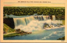 1930s Linen Postcard American Falls Niagara Falls Canadian Side View picture