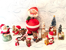 #5 Lot of Vintage Christmas German Santa Candy Container 3 Josef Mice & More picture