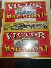 VINTAGE 1920s Uncut Victor Macaroni Crate Label Sheet North Reading Mass Signs picture