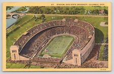 Columbus Ohio State University Stadium Linen Postcard picture