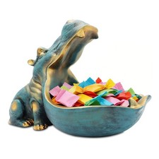 Hippo Statue Resin Storage Bowl, Candy Dish Key Holder Home Table Decor Figurine picture