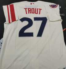 Mike Trout #27 LAA Angels City Connect Cream Cool Base Sewn Stitched Jersey. picture